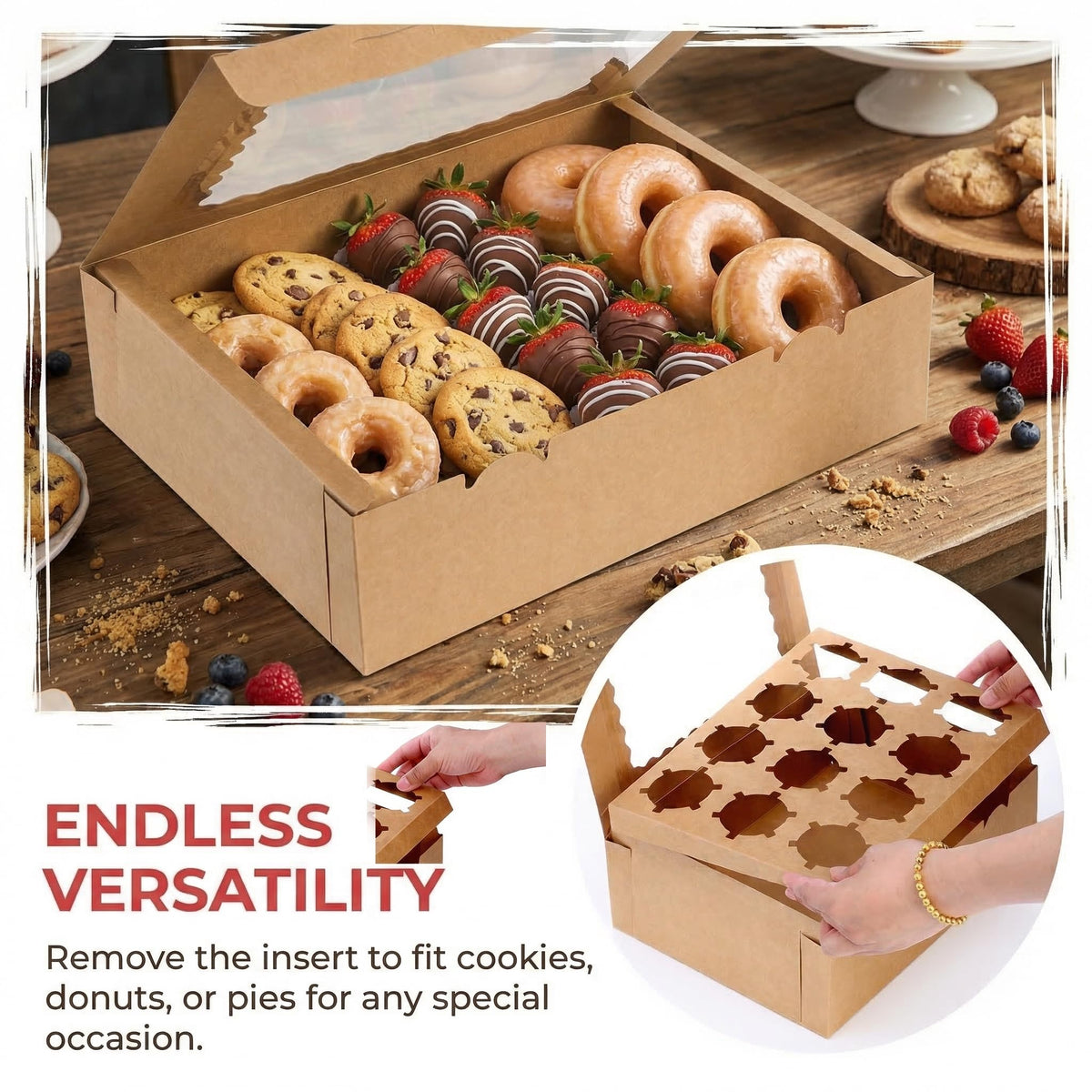 Jucoan takeout containers ideal for muffins, cookies, donuts, and party treats.