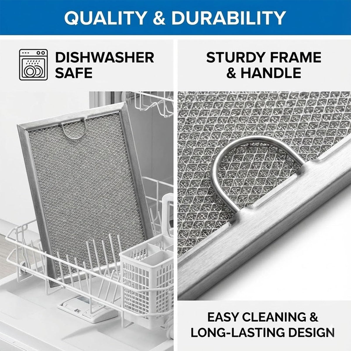 JUDAOLE 2-pack grease filter packaging shows durable aluminum construction for longevity
