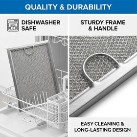 JUDAOLE 2-pack grease filter packaging shows durable aluminum construction for longevity