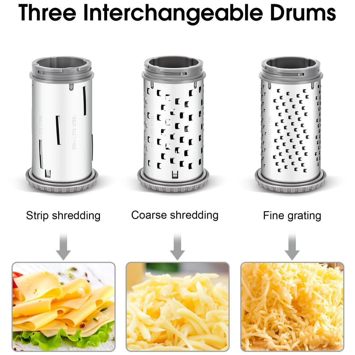 JUDOUDOU cheese grater drum detail ready for fine slicing of cheese or nuts.