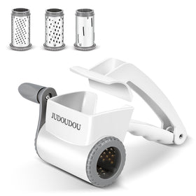 JUDOUDOU cheese grater hand crank front view highlighting ergonomic design for effortless use.