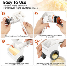 JUDOUDOU cheese grater in use grating parmesan for toppings and recipes.
