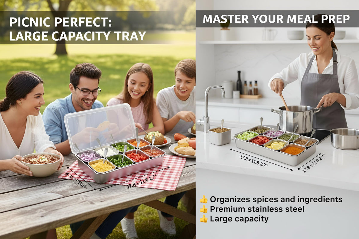 Jugetware Yakumi Pan with sporks in compartments for easy seasoning