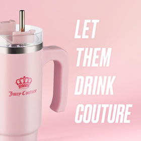 Juicy Couture Travel Style bottle tapered base fits cup holders for travel.