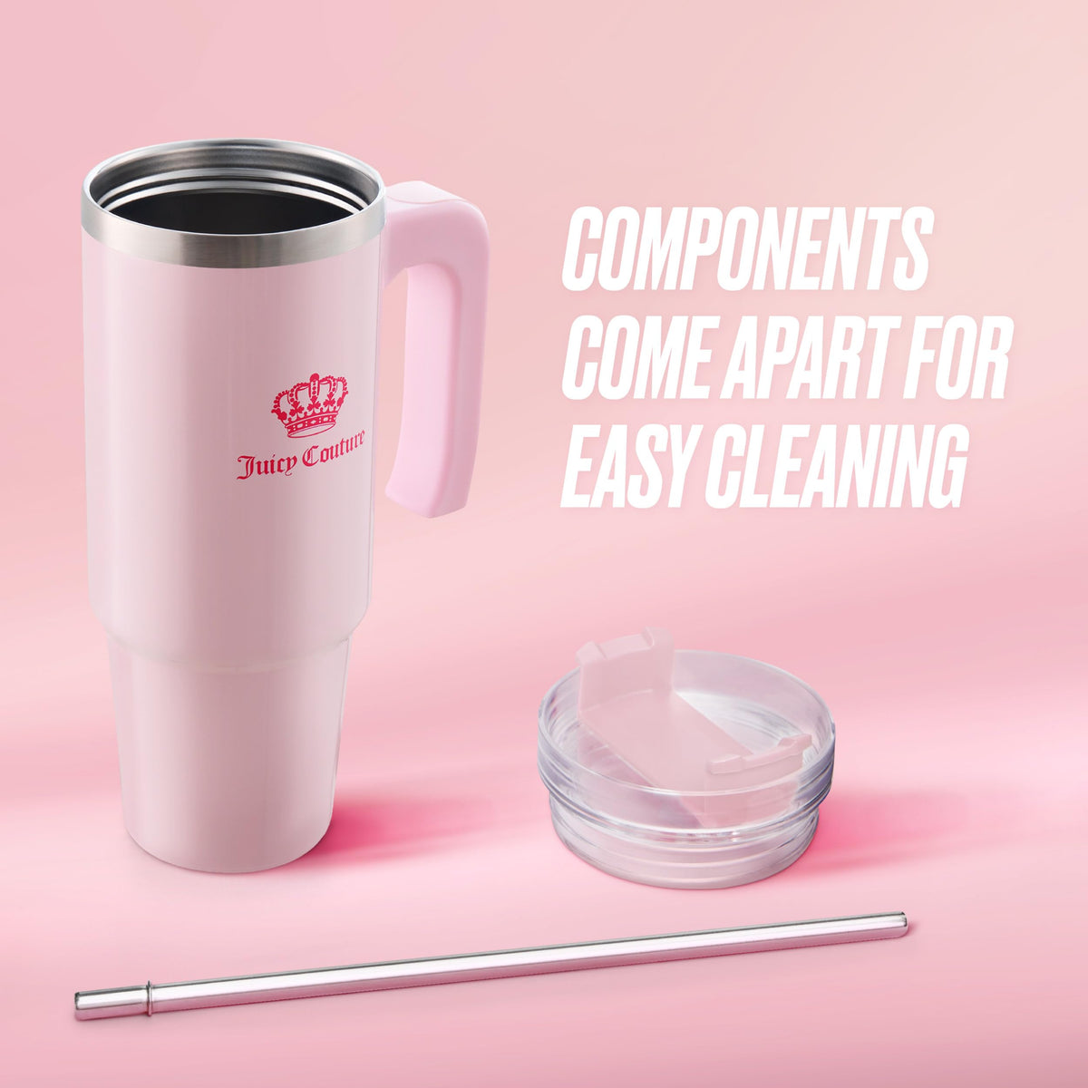Juicy Couture Travel Style bottle handle with grip supports comfortable carrying.
