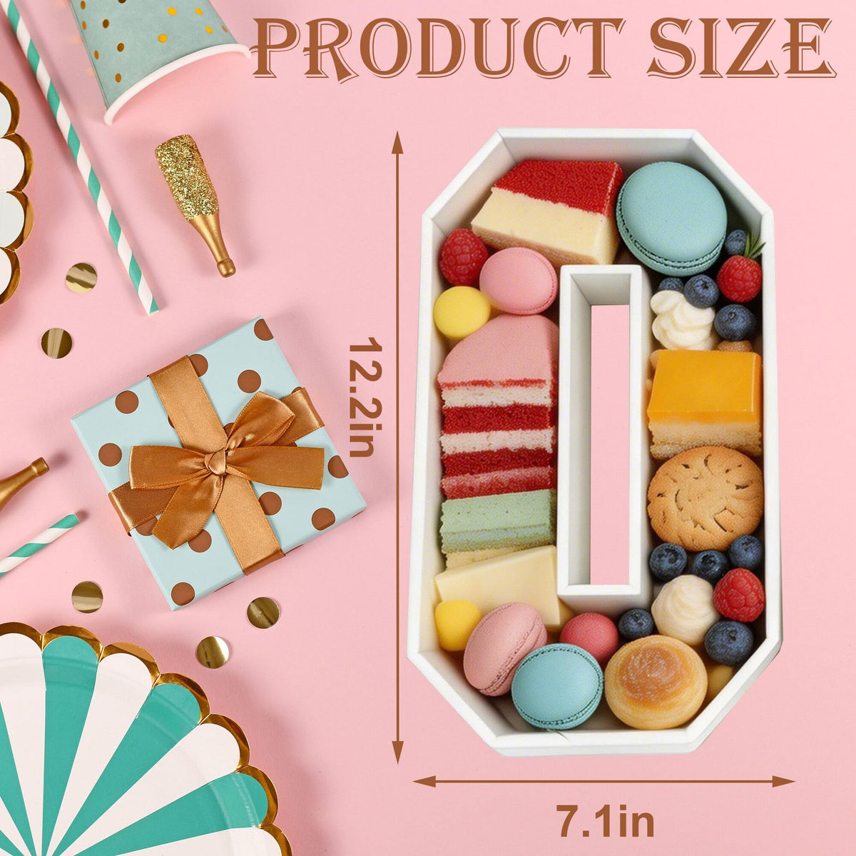 JUICYRAUL white graduation serving tray enhances dessert display.