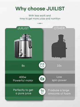 Juilist juicer foam separator demonstrates smoother juice