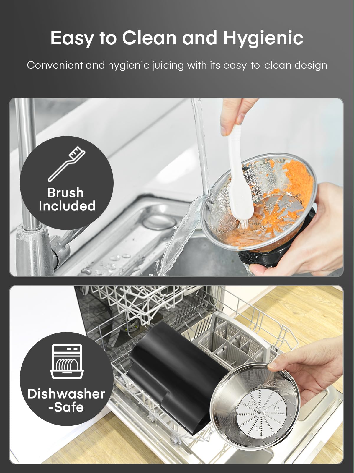 Juilist one-button operation for simple, intuitive juicing.