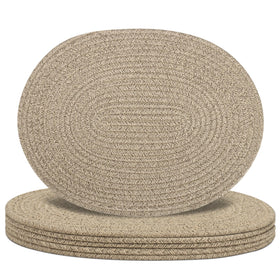Jukercici oval woven placemats set6 in brown protect surfaces during meals.