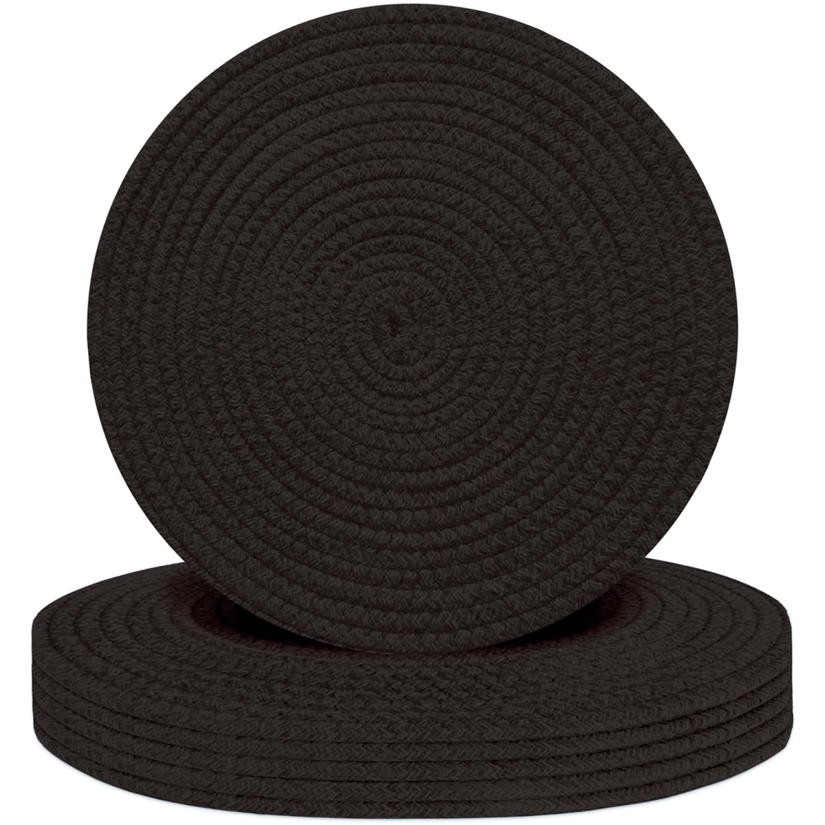 Jukercici round placemats 13-inch weave protect surfaces during meals.