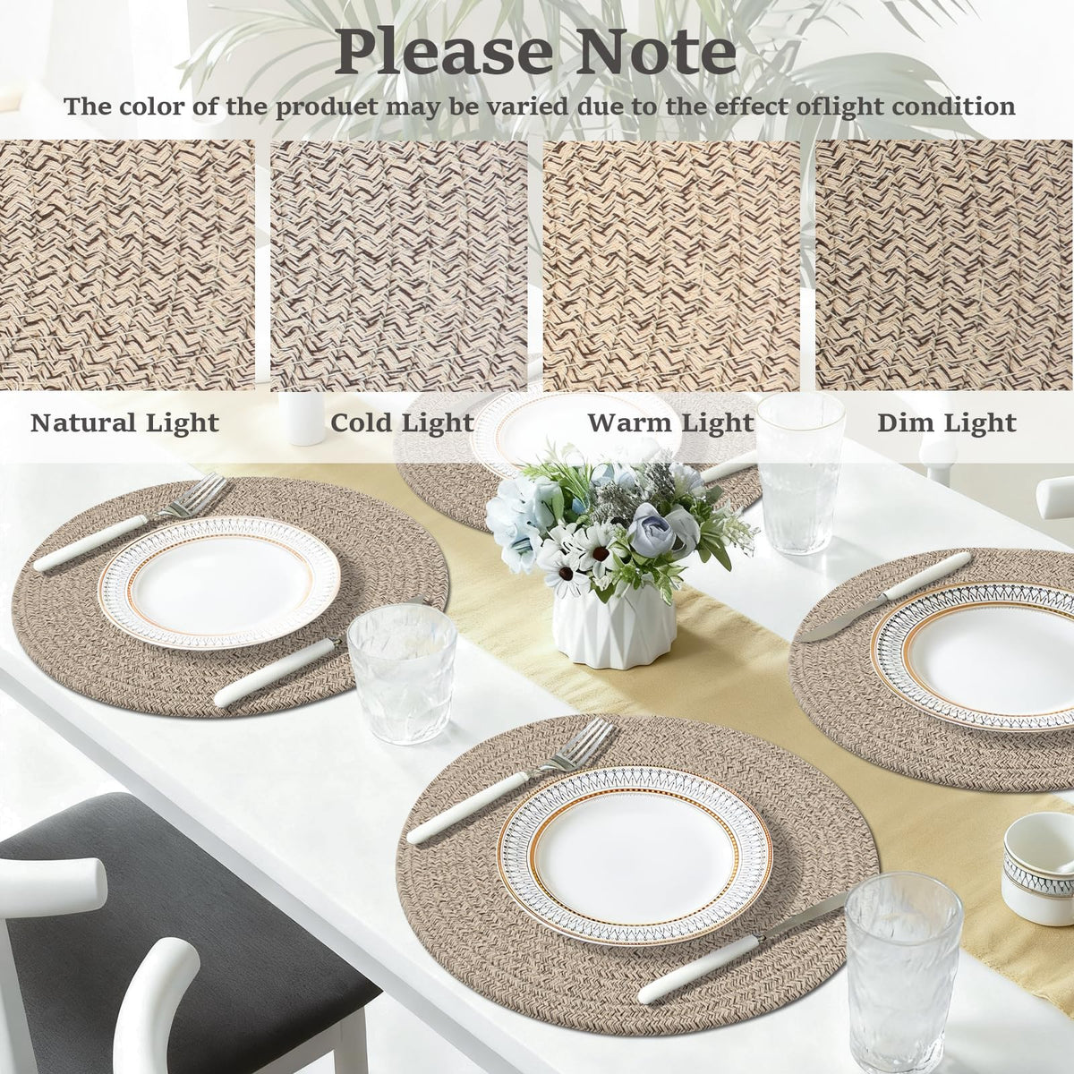 Jukercici placemats under plates to protect surfaces from heat and scratches