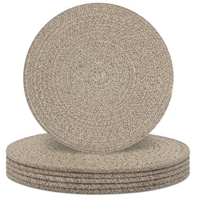 Jukercici round placemats top view highlighting cotton rope texture and heat resistant protection