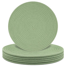 Jukercici round placemats set of 6 in green cotton rope protect surfaces while adding rustic charm.