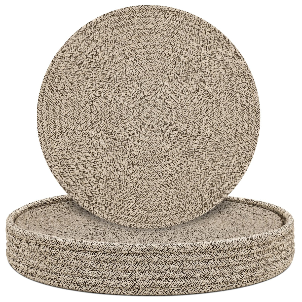Jukercici round placemats with holder in brown, heat resistant and washable.