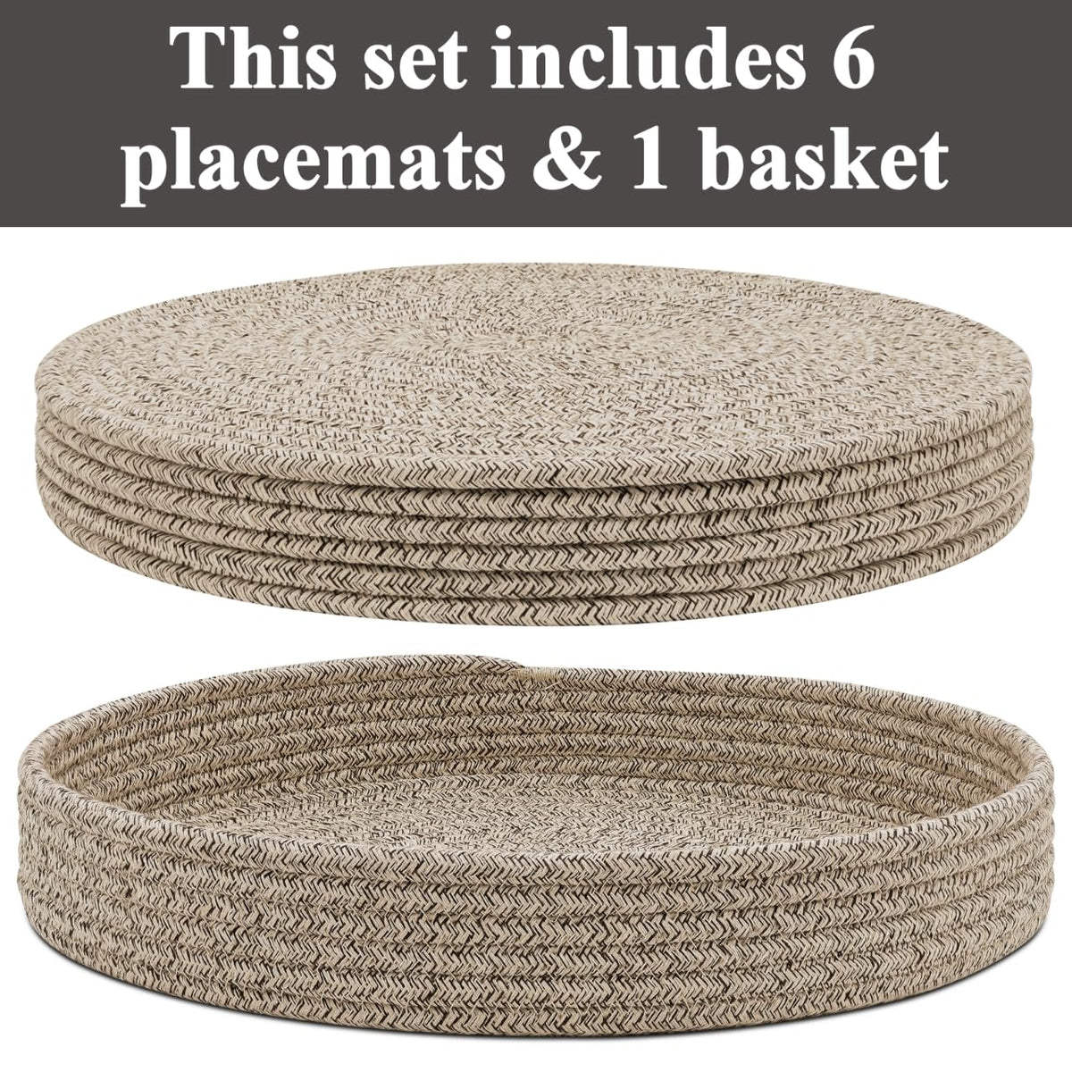 Jukercici woven cotton rope placemats displaying rustic texture and non-slip surface.