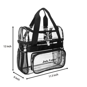 Jula Vance clear lunch tote shows compartments for quick reach