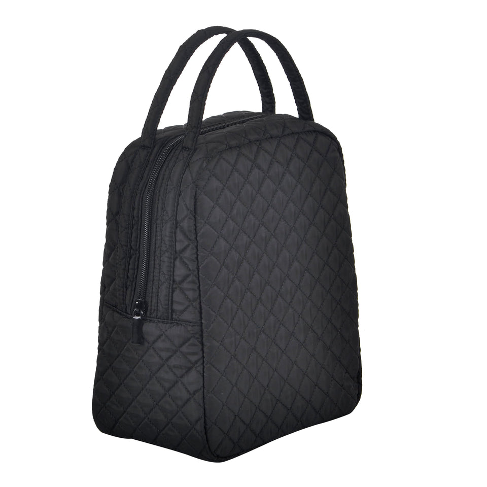 Jula Vance quilted lunch tote front view, stylish portable lunch solution