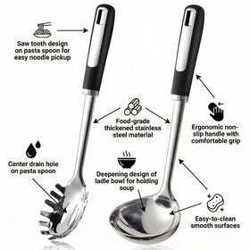 Julipro non-slip handle closeup showing secure grip during cooking tasks.