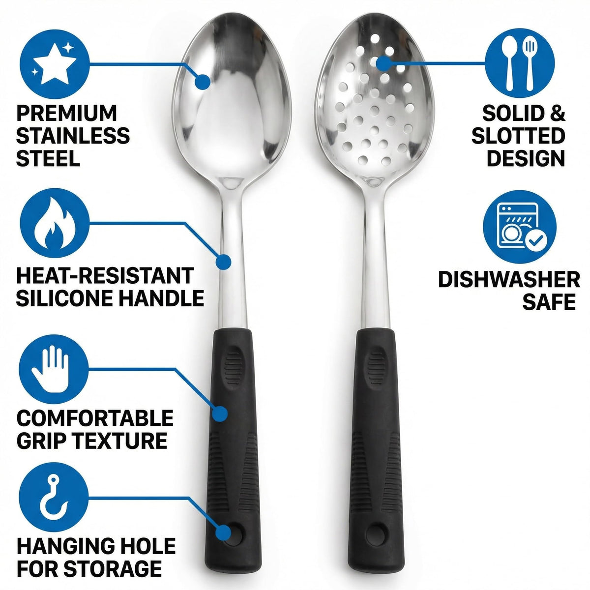 JULIPRO easy-grip serving spoons suitable for family meals and parties