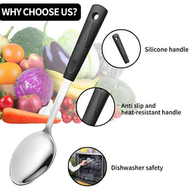 JULIPRO slotted spoon perforated spoon hang-hole design for drainage and easy storage