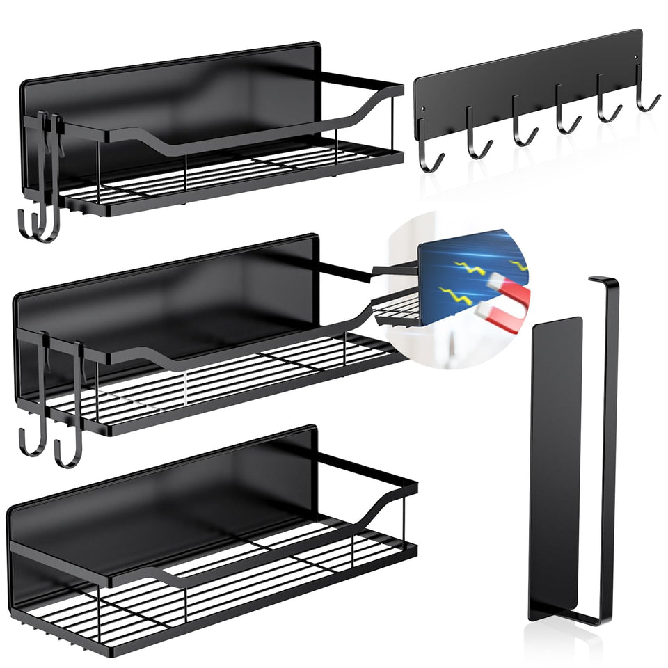 JulktLli magnetic shelf on fridge side keeps spices neatly organized and accessible