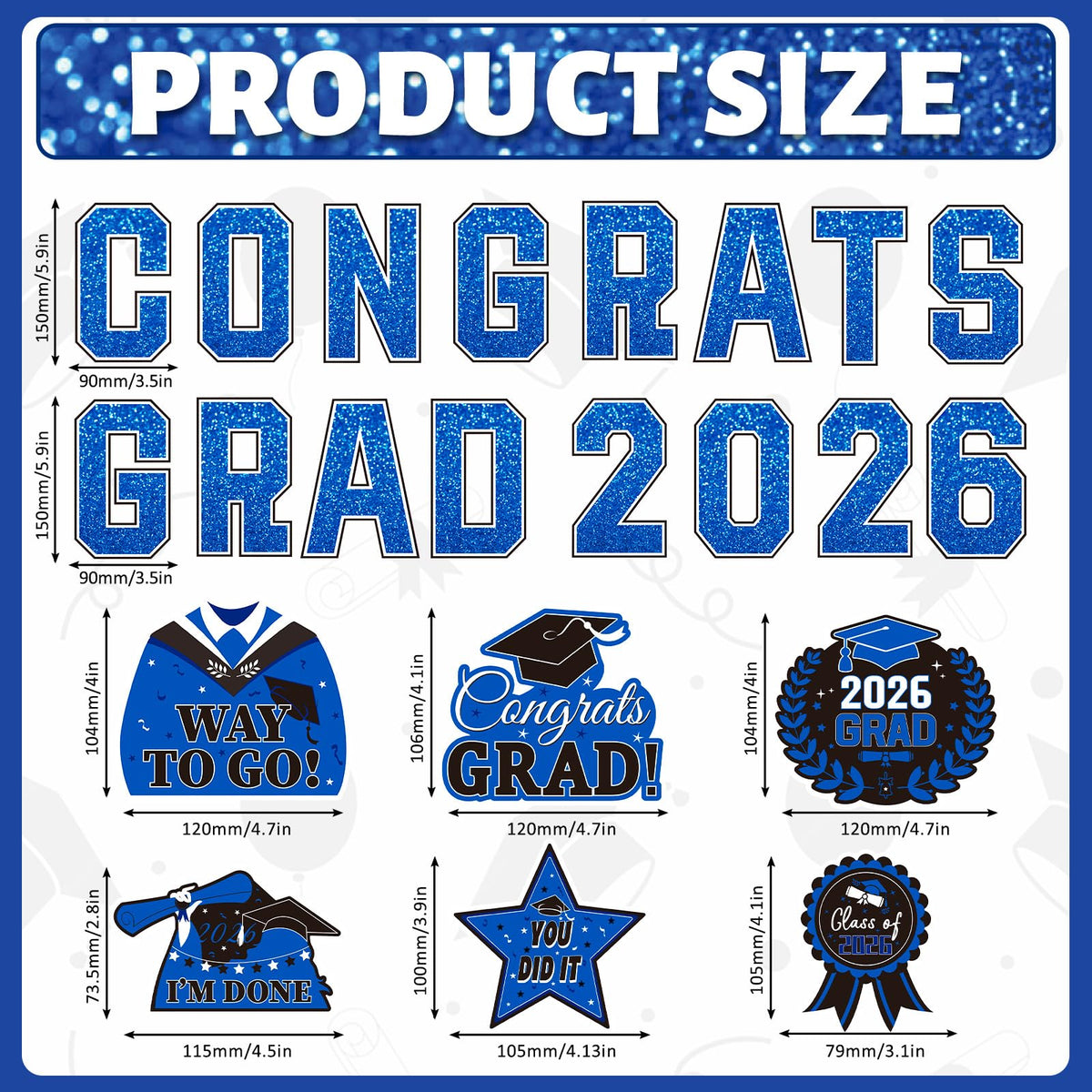 JULMELON grad hat magnet in blue adds celebratory flair to cars