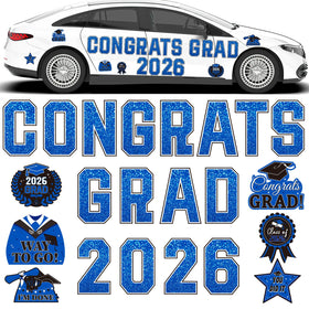 JULMELON graduation car magnets in blue and black for celebratory vehicle decor