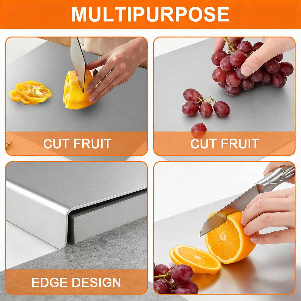 Julyxi multi-use prep board suitable for chopping and serving in any kitchen.