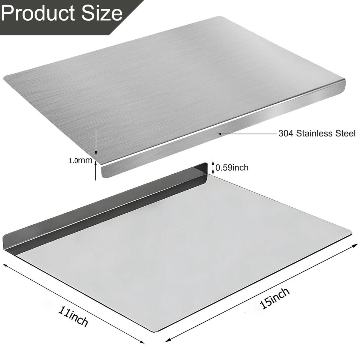 Julyxi stainless-steel double-sided cutting board enhances versatile kitchen prep.