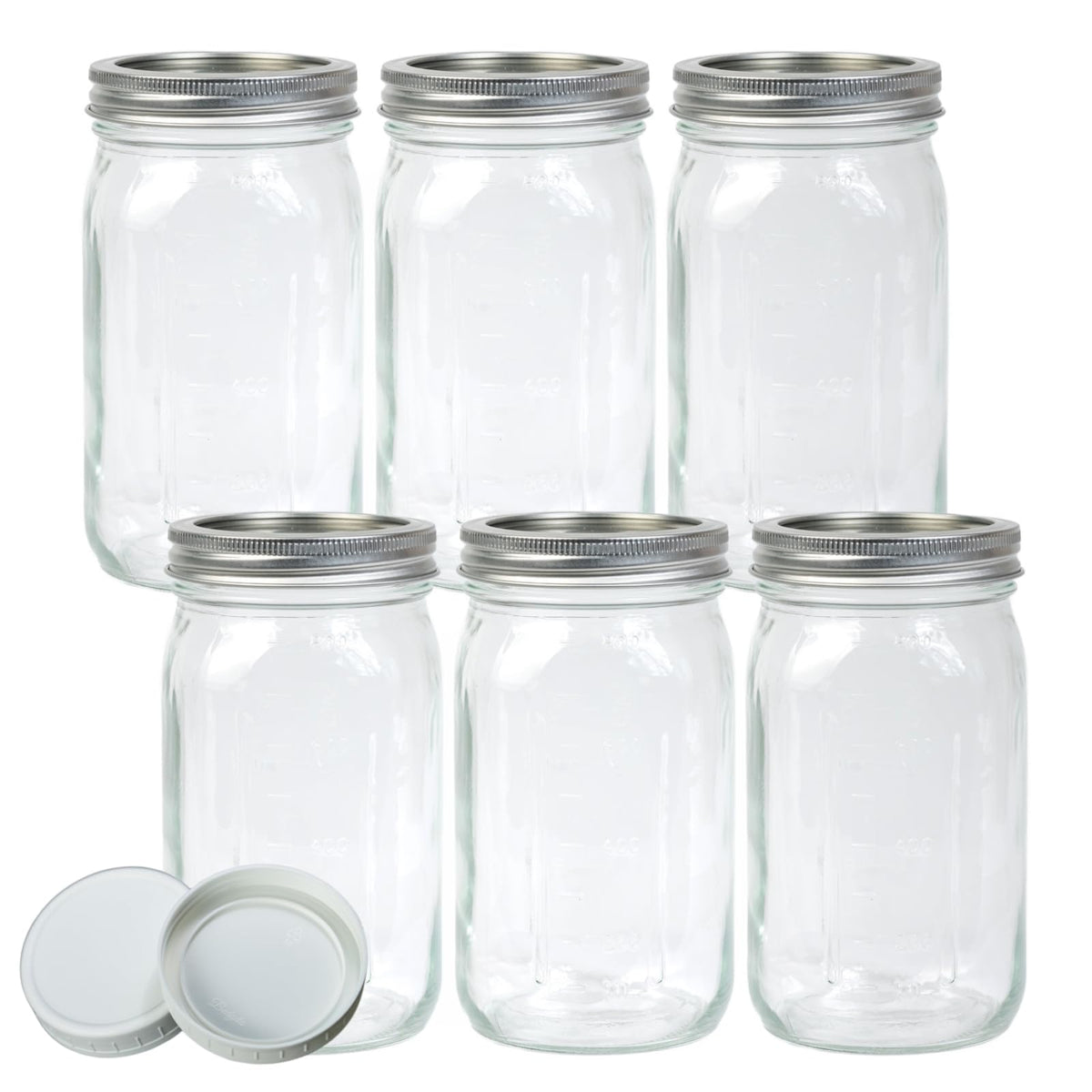Jumterlee 32 oz wide mouth mason jar set for pantry storage and food prep.