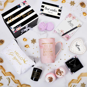 Jumway Hello Beautiful cosmetic bag and greeting card, gift-ready.