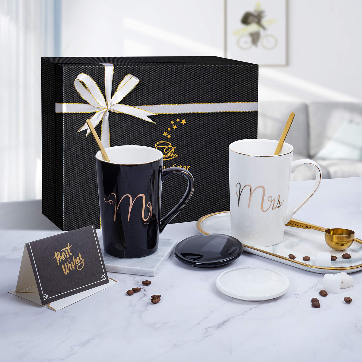 Spoons set included with Jumway Mr and Mrs mugs for stirring