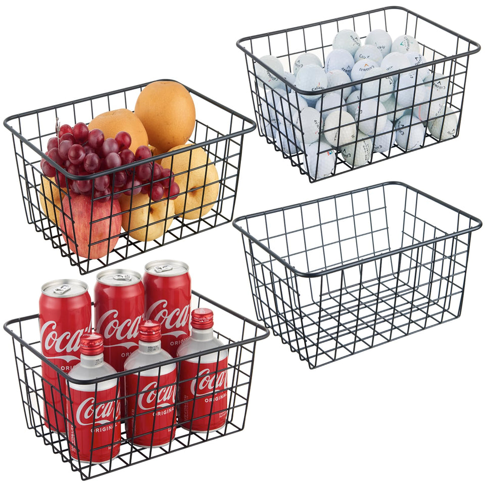 JUNCHU CHERRY wire kitchen storage basket 4-pack keeps pantry items neatly organized