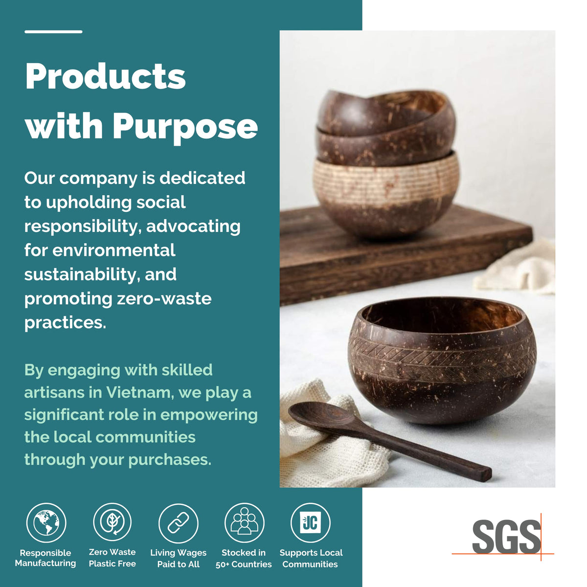 Oil treated coconut shell from Jungle Culture for lasting use