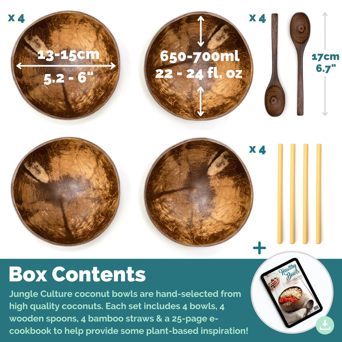 Wooden spoons paired with coconut bowls for easy serving