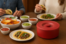 Juniperos warmer shown as dishwasher-safe for easy cleanup
