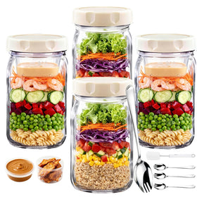 JUNLIN 32oz salad jar with lid for easy meal prep and organized portions.