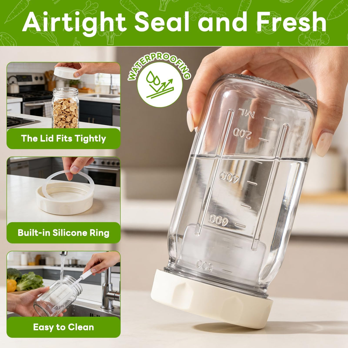 JUNLIN glass jar offers clear visibility and fresh content preservation.