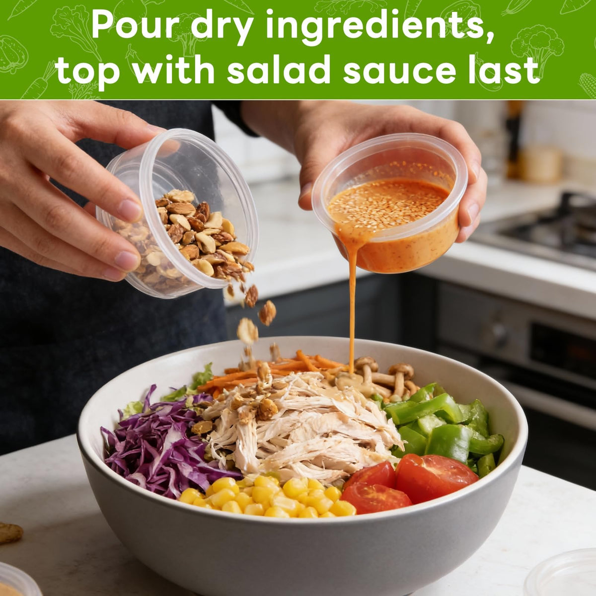 JUNLIN versatile glass salad jar suitable for oats, yogurt, or salads.