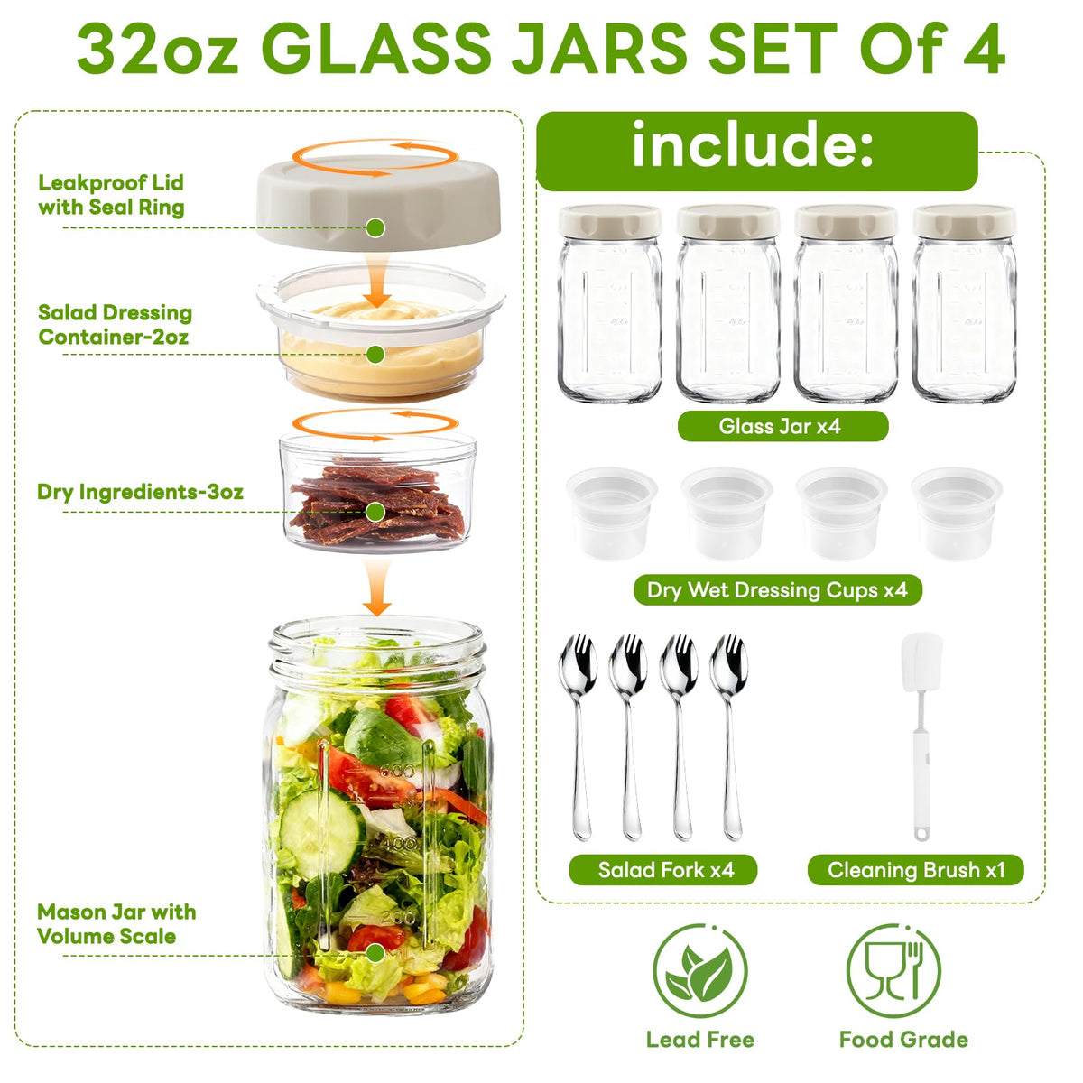 JUNLIN jar shows separate dressing compartment for fresh-tresh greens.