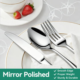 JUNLIN teaspoon and dinner fork closeup shows smooth edges for safe daily use.