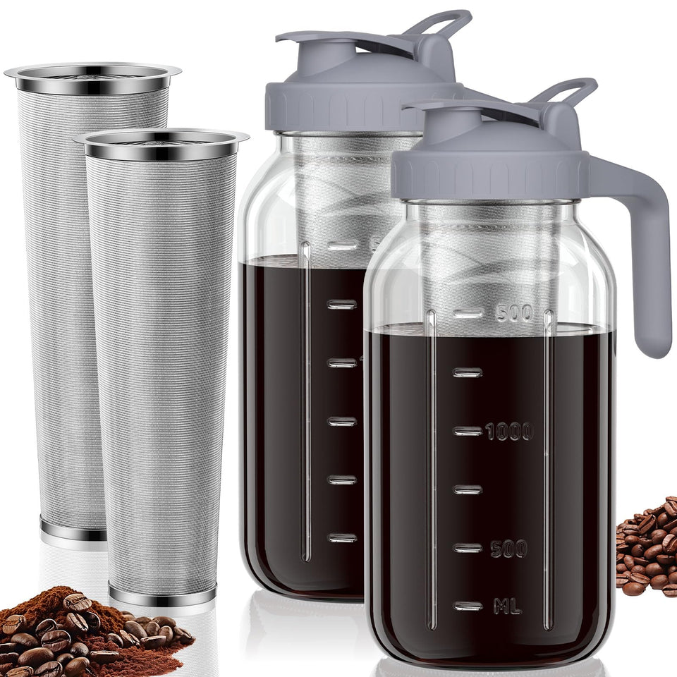 JunVpic cold brew pitcher 64oz front view showing capacity and glass clarity