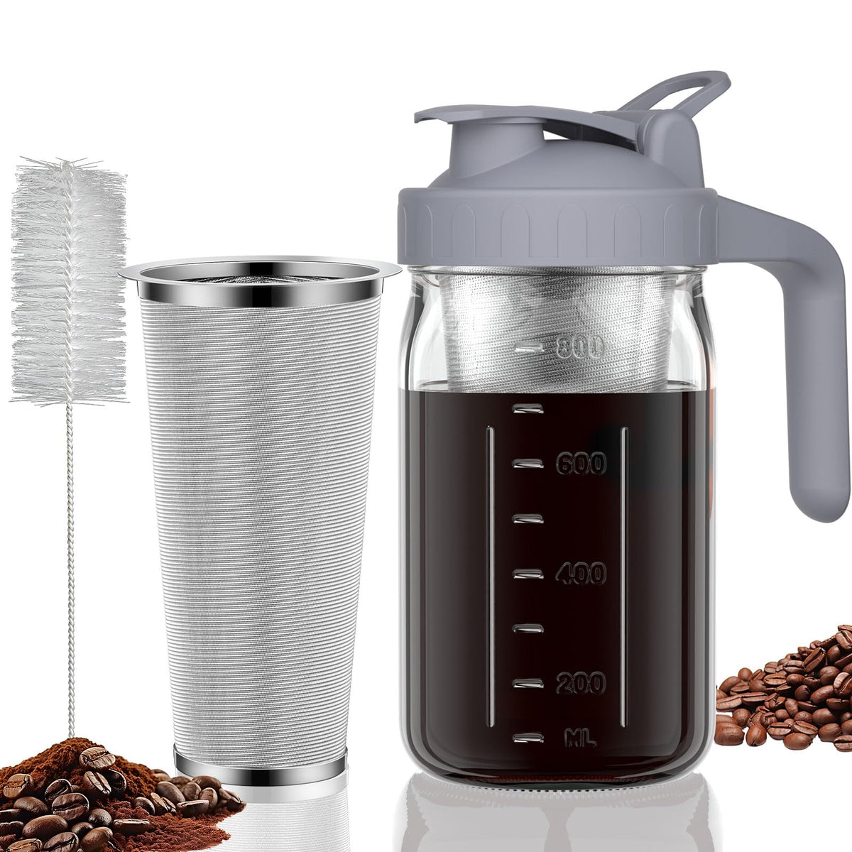 JunVpic cold brew pitcher with spout lid for mess-free pouring.