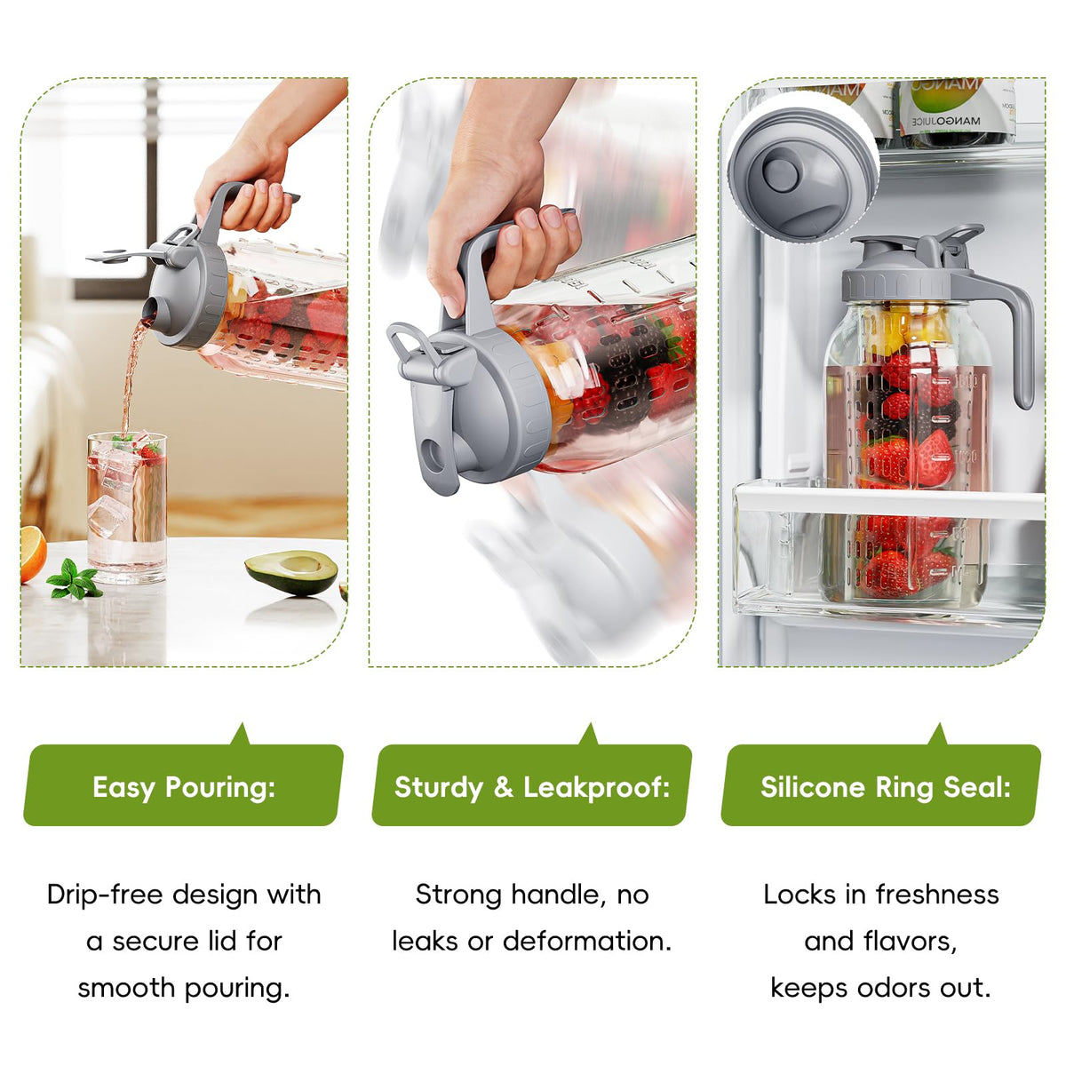 JunVpic ergonomic handle and lid design for comfortable pouring.