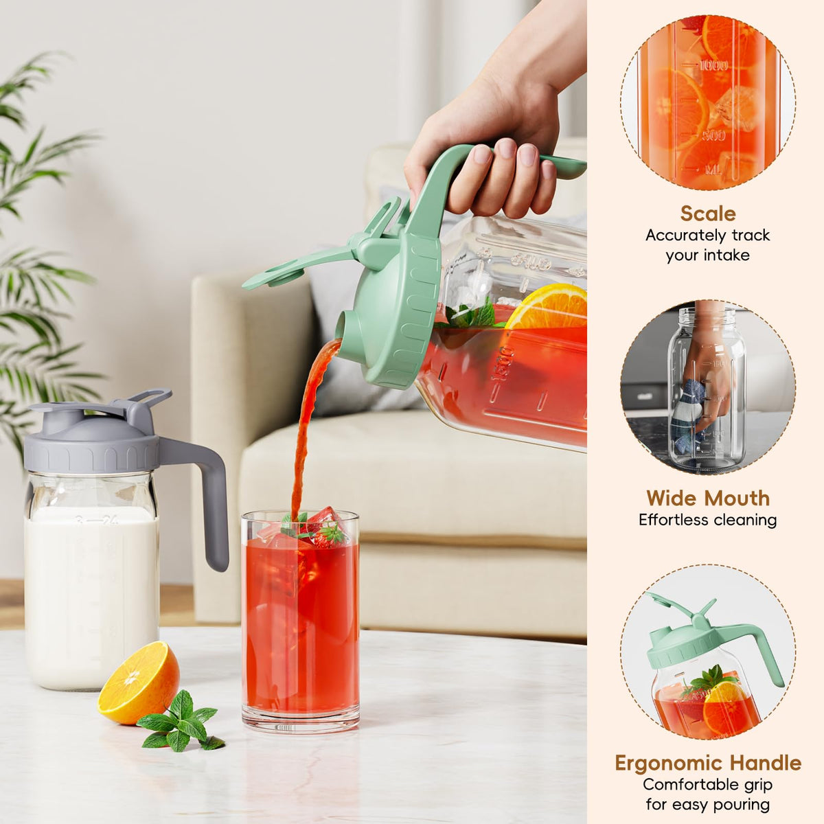 JunVpic ergonomic handle pitcher for comfortable pouring