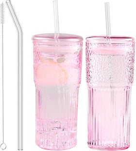 JunVpic glass coffee cup with lid and straw for stylish, spill-free sipping