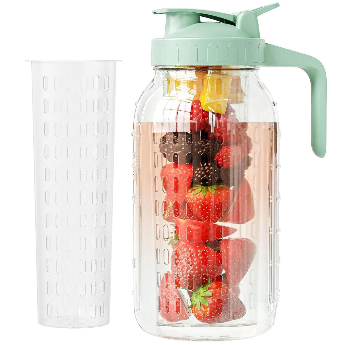 JunVpic glass mason jar pitcher 64oz with wide-mouth pour for easy serving