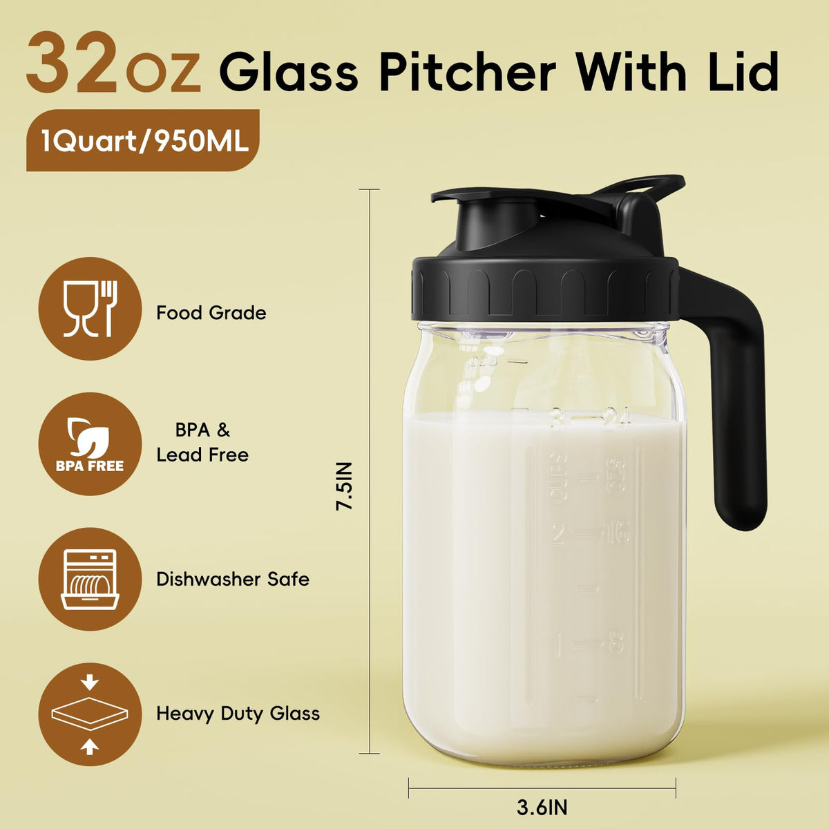 JunVpic glass mason jar pour-spout close-up for effortless pouring