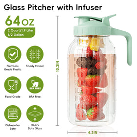 JunVpic pitcher with dual leak-proof pour spout for mess-free pouring