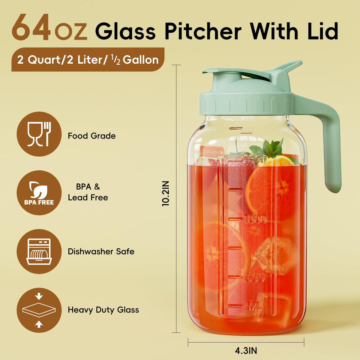 JunVpic pitcher with pour spout lid seal helps preserve freshness and reduce spills.